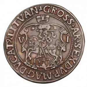 Реверс монеты Литва, 6 грошей, 1547
