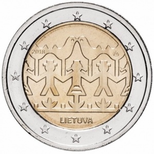 Аверс монеты Литва, 2 евро, 2018, Литовские песни и танцы