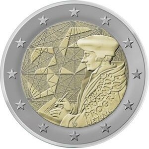 Аверс монеты Литва, 2 евро, 2022, 35 лет программе Эразмус