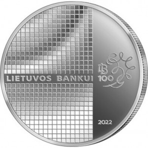 Реверс монеты Литва, 1½ евро, 2022, 100 лет Банку Литвы