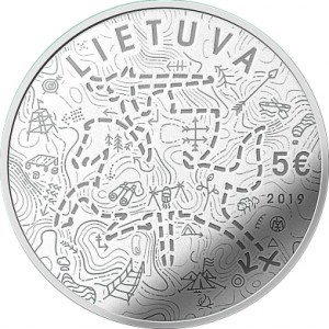 Аверс монеты Литва, 5 евро, 2019, Скауты