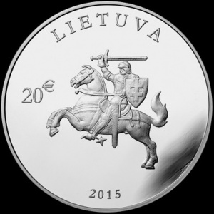 Аверс монеты Литва, 20 евро, 2015, 25 лет Независимости