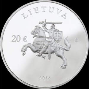 Аверс монеты Литва, 20 евро, 2016, 25 лет членству в ООН