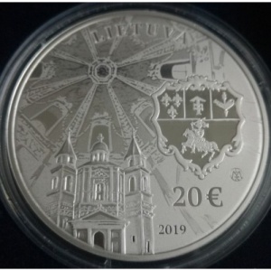 Аверс монеты Литва, 20 евро, 2019, Замки и усадьбы Литвы - Дворец Сапег