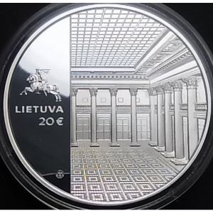 Аверс монеты Литва, 20 евро, 2022, 100 лет Банку Литвы
