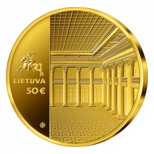 Аверс монеты Литва, 50 евро, 2022, 100 лет Банку Литвы