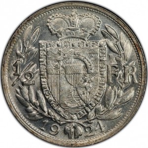 Реверс монеты Лихтенштейн, ½ франка, 1924