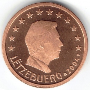 Аверс монеты Люксембург, 1 евроцент, 2002-2025