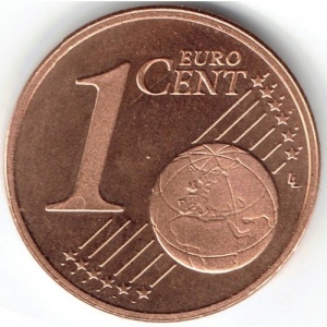 Реверс монеты Люксембург, 1 евроцент, 2002-2025