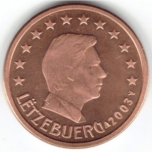Аверс монеты Люксембург, 2 евроцента, 2002-2025