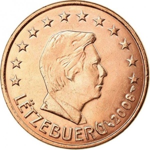 Аверс монеты Люксембург, 5 евроцентов, 2002-2025