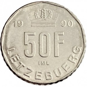Реверс монеты Люксембург, 50 франков, 1989-1995