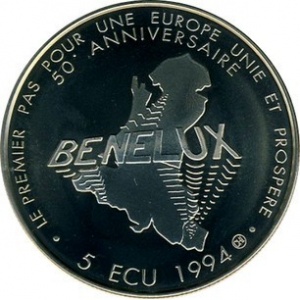 Реверс монеты Люксембург, 5 ЭКЮ, 1994, Бенилюкс