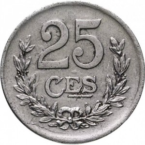 Реверс монеты Люксембург, 25 сантимов, 1919-1922
