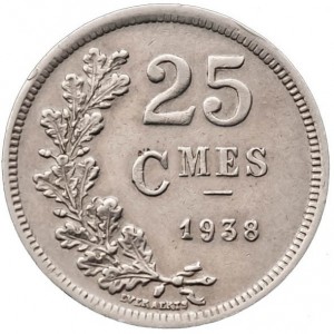 Реверс монеты Люксембург, 25 сантимов, 1938