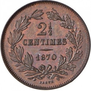 Реверс монеты Люксембург, 2½ сантима, 1854-1908