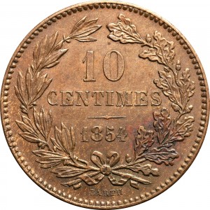 Реверс монеты Люксембург, 10 сантимов, 1854-1870