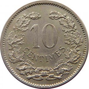 Реверс монеты Люксембург, 10 сантимов, 1901