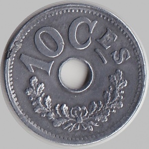 Реверс монеты Люксембург, 10 сантимов, 1915