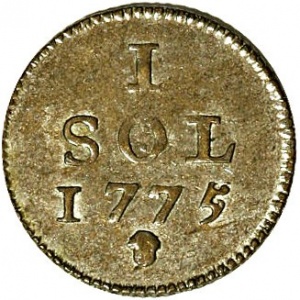 Реверс монеты Люксембург, 1 соль, 1775