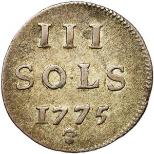 Реверс монеты Люксембург, 3 соля, 1775