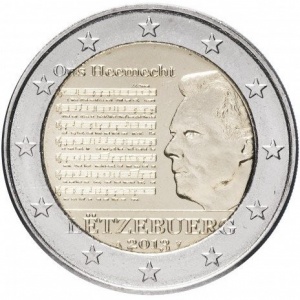 Аверс монеты Люксембург, 2 евро, 2013, Государственный гимн