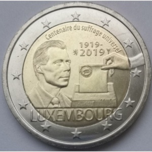 Аверс монеты Люксембург, 2 евро, 2019, 100 лет всеобщему избирательному праву в Люксембурге