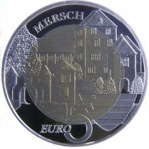 Реверс монеты Люксембург, 5 евро, 2011, Замки Люксембурга - Замок Мерш