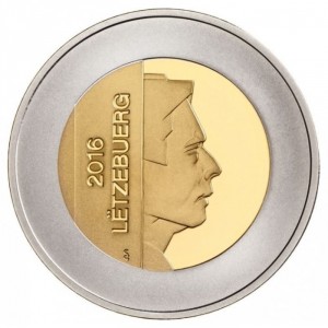 Аверс монеты Люксембург, 5 евро, 2016, Флора и фауна Люксембурга - Василёк синий /Centaurea cyanus/