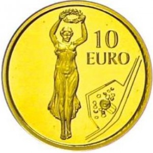 Реверс монеты Люксембург, 10 евро, 2013, Золотая леди