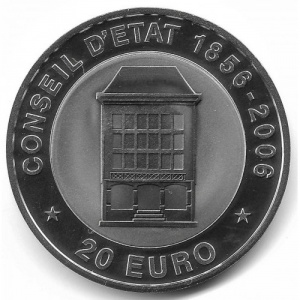Реверс монеты Люксембург, 20 евро, 2006, 150 лет Государственному совету