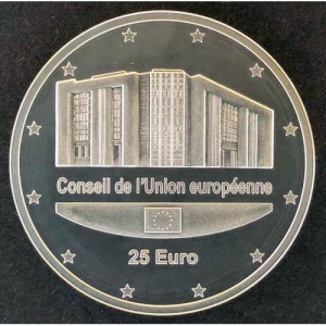 Реверс монеты Люксембург, 25 евро, 2005, Председательство Люксембурга в Европейском совете