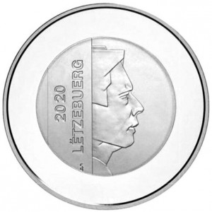 Аверс монеты Люксембург, 25 евро, 2020, Рождение наследного Великого Герцога Чарльза
