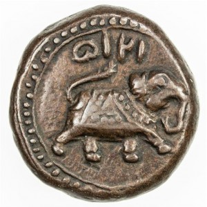 Аверс монеты Майсур, 1 пайс, 1782-1786, Название монетного двора: "Каликут"