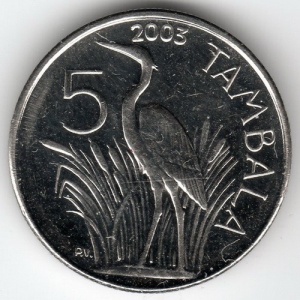 Реверс монеты Малави, 5 тамбал, 2003