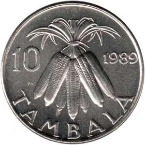Реверс монеты Малави, 10 тамбал, 1989