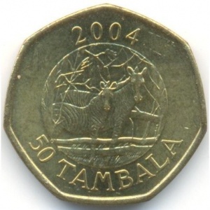 Реверс монеты Малави, 50 тамбал, 2004