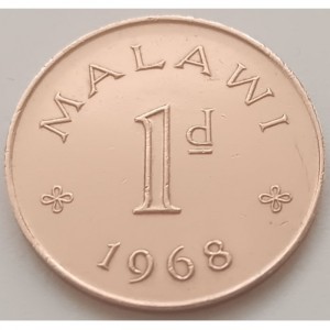 Аверс монеты Малави, 1 пенни, 1967-1968
