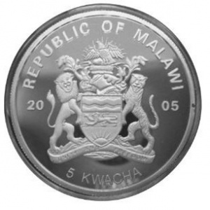 Аверс монеты Малави, 5 квач, 2005, 10-й Папский визит - Нигерия, Бенин, Габон, Гвинея