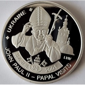 Реверс монеты Малави, 5 квач, 2010, 94-й визит Папы Римского - Украина