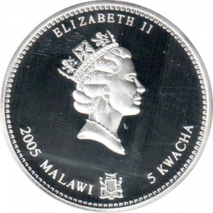 Аверс монеты Малави, 5 квач, 2005, Китайский гороскоп - год быка