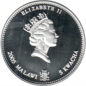 Аверс монеты Малави, 5 квач, 2005, Китайский гороскоп - Год змеи