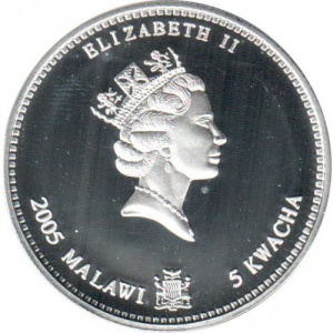 Аверс монеты Малави, 5 квач, 2005, Китайский гороскоп - год лошади