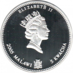 Аверс монеты Малави, 5 квач, 2005, Китайский гороскоп - год козы