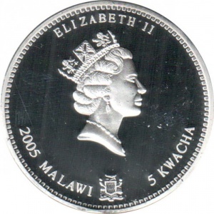 Аверс монеты Малави, 5 квач, 2005, Китайский гороскоп - год обезьяны
