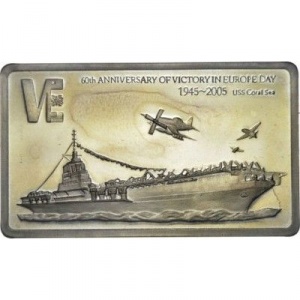 Реверс монеты Малави, 5 квач, 2005, 60 лет Победе - USS Coral Sea