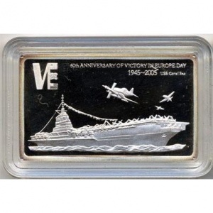 Реверс монеты Малави, 5 квач, 2005, 60 лет Победе - USS Coral Sea