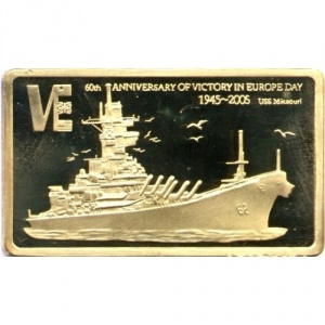 Реверс монеты Малави, 5 квач, 2005, 60 лет Победе - USS Missouri