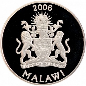 Аверс монеты Малави, 5 квач, 2006, Путешествие по Африке - Лев