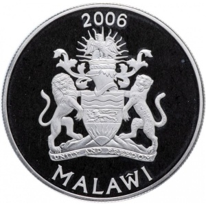 Аверс монеты Малави, 5 квач, 2006, Путешествие по Африке - Водопад Виктория